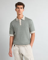 Loomiza Cream With Green Knitted Cotton Polo T-Shirt