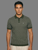Loomiza Green with White Knitted Cotton Polo T-Shirt