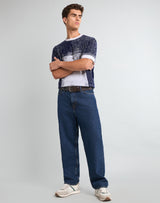 Bloom Navyblue With White Knitted Cotton T-Shirt