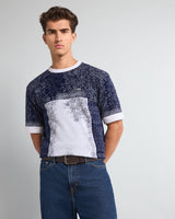 Bloom Navyblue With White Knitted Cotton T-Shirt