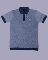Formin Blue Knitted Cotton Polo T-Shirt