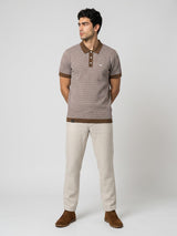 Formin Peanut Brown Knitted Cotton Polo T-Shirt