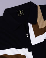 Kelvin Black Knitted Cotton Zipper Polo Designer T-Shirt