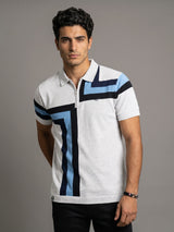 Kelvin Ivory Cream Melange Knitted Zipper Polo Designer T-Shirt