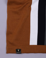 Kelvin Mustard Brown Knitted Cotton Zipper Polo Designer T-Shirt