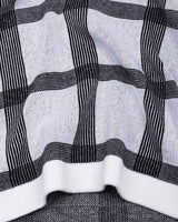 Zota White With Black Check Knitted Cotton Polo T-Shirt