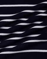 Selvin Blue With White Stripe Knitted Cotton Polo T-Shirt