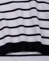 Selvin White With Black Stripe Knitted Cotton Polo T-Shirt