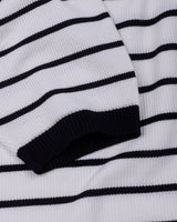 Selvin White With Black Stripe Knitted Cotton Polo T-Shirt