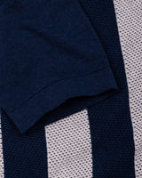 Jiron Blue Knitted Cotton Zipper Polo T-Shirt