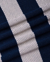 Jiron Blue Knitted Cotton Zipper Polo T-Shirt