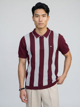Jiron Maroon Knitted Cotton Zipper Polo T-Shirt