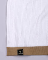 Venosa White Knitted Cotton Zipper Polo T-Shirt