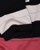 Mistral Black Multicolor Stripe Knitted Cotton Polo T-Shirt