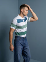 Mistral Blue Multicolor Stripe Knitted Cotton Polo T-Shirt