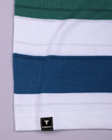 Mistral Blue Multicolor Stripe Knitted Cotton Polo T-Shirt