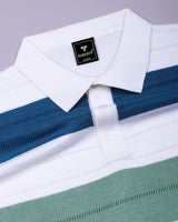Mistral Blue Multicolor Stripe Knitted Cotton Polo T-Shirt