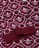 Wavy Maroon Melange Knitted Cotton Polo T-Shirt