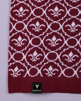 Wavy Maroon Melange Knitted Cotton Polo T-Shirt