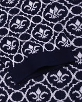 Wavy Blue Knitted Cotton Polo T-Shirt