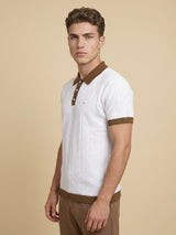 Weflon White Knitted Cotton Polo T-Shirt