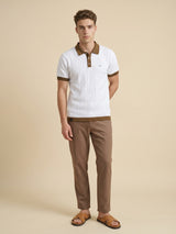 Weflon White Knitted Cotton Polo T-Shirt