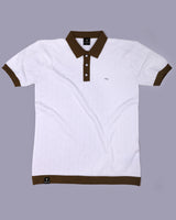 Weflon White Knitted Cotton Polo T-Shirt