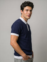 Weflon Blue Knitted Cotton Polo T-Shirt