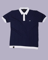 Weflon Blue Knitted Cotton Polo T-Shirt