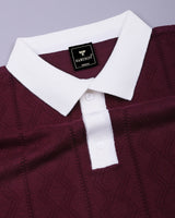 Weflon Wine Red Knitted Cotton Polo T-Shirt