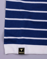 Yorkton Blue Stripe Knitted Cotton Zipper Polo T-Shirt
