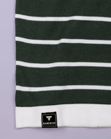 Yorkton Green Stripe Knitted Cotton Zipper Polo T-Shirt