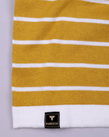 Yorkton Turmeric Yellow Stripe Knitted Cotton Zipper Polo T-Shirt