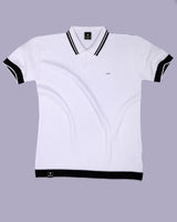 Ternary Black And White Knitted Cotton Polo T-Shirt
