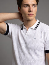 Ternary Black And White Knitted Cotton Polo T-Shirt