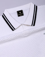 Ternary Black And White Knitted Cotton Polo T-Shirt
