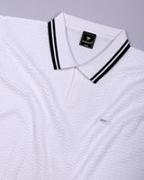 Ternary Black And White Knitted Cotton Polo T-Shirt
