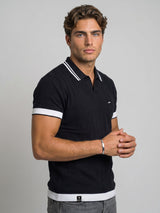 Turtle Black Knitted Cotton Polo T-Shirt