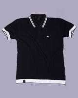 Turtle Black Knitted Cotton Polo T-Shirt