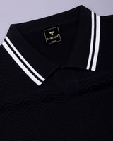 Turtle Black Knitted Cotton Polo T-Shirt