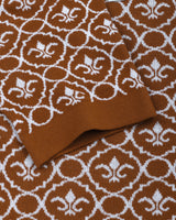 Wavy Brown Knitted Cotton Polo T-Shirt