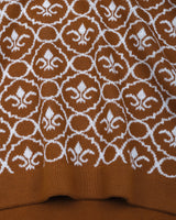 Wavy Brown Knitted Cotton Polo T-Shirt