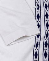 Jimra White Knitted Cotton Designer Polo T-Shirt