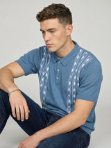 Jimra Dusty Blue Knitted Cotton Designer Polo T-Shirt