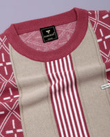 Pixin Dusty Pink With Cream Knitted Cotton T-Shirt