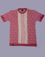 Pixin Dusty Pink With Cream Knitted Cotton T-Shirt