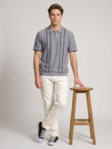 Blozen Gray Knitted Cotton Polo T-Shirt