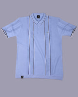 Blozen SkyBlue Knitted Cotton Polo T-Shirt