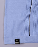 Blozen SkyBlue Knitted Cotton Polo T-Shirt