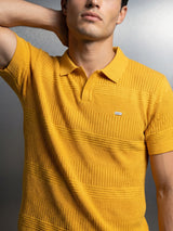 Venus Yellow Knitted Cotton Polo T-Shirt